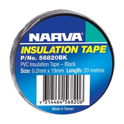NARVA PVC TAPE 20M BLACK 2MM X 19MM