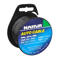 NARVA CABLE S/CORE 4MM 15A 4M BLACK