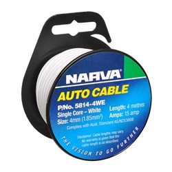 NARVA CABLE S/CORE 4MM 15A 4M WHITE