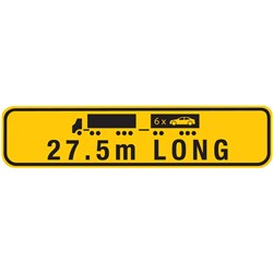 WA 27.5M LONG ROAD TRAIN B-DOUBLE WARNING SIGN - ONE PIECE - ALUMINIUM
