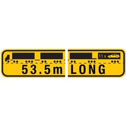 WA 53.5M LONG ROAD TRAIN B-DOUBLE WARNING SIGN - TWO PIECE HINGED - ALUMINIUM